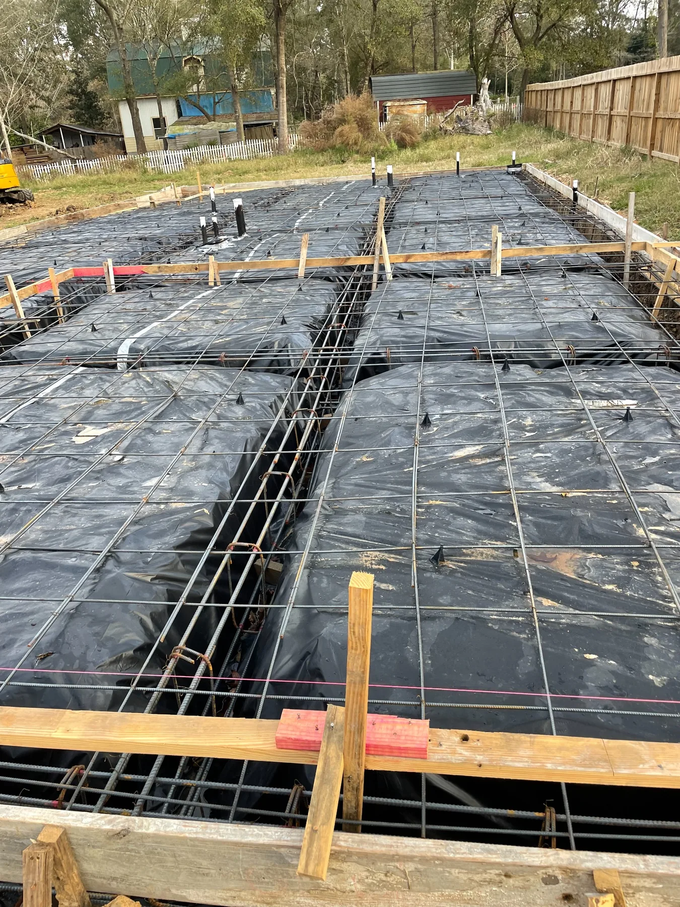 Foundation reinforcing steel before placement